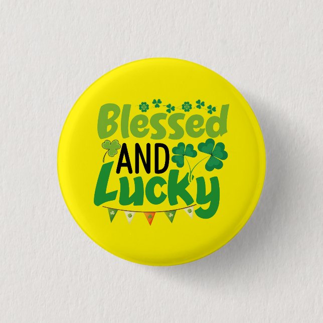 Gesegnetes und Glückliches St. Patrick’s Day Desig Button (Vorderseite)