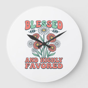 Gesegnetes und höchstbegünstigtes florales Vintage Große Wanduhr