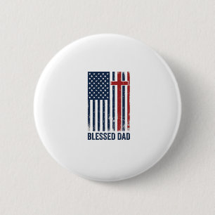 Gesegnetes Vatertag-Christenflaggenkreuz Vintage-S Button