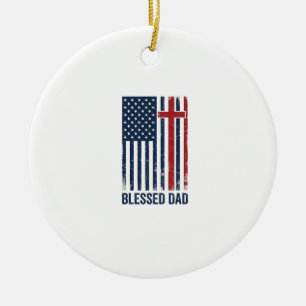 Gesegnetes Vatertag-Christenflaggenkreuz Vintage-S Keramik Ornament