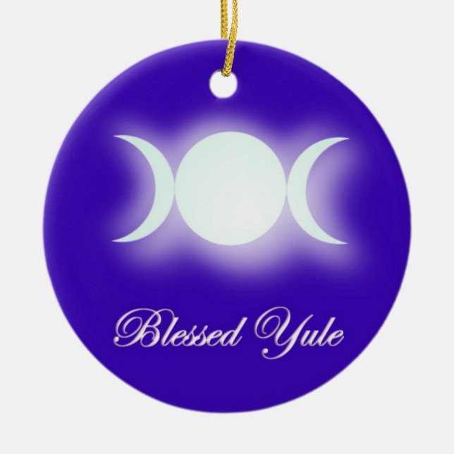 Gesegnetes Weihnachten (dreifache Mond-Göttin) Keramikornament (Vorne)