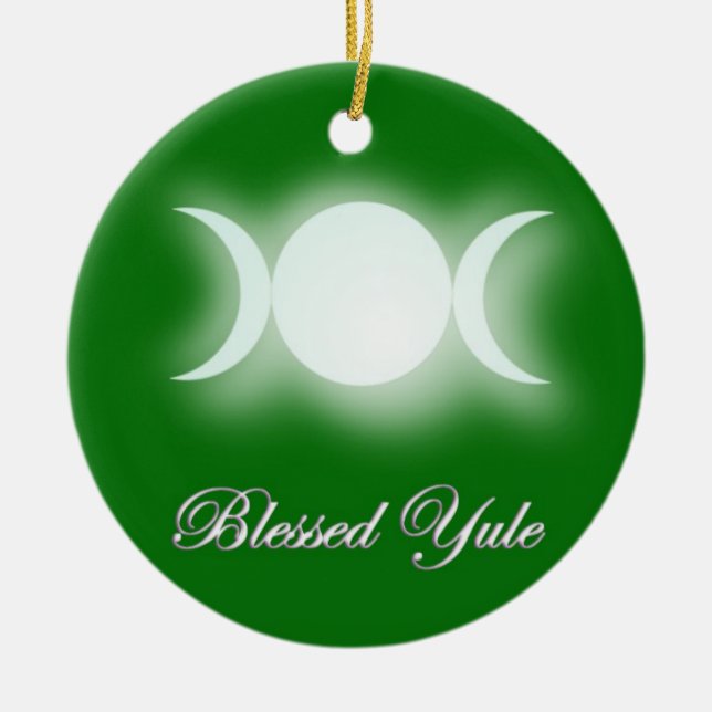 Gesegnetes Weihnachten (dreifache Mond-Göttin) Keramikornament (Vorne)