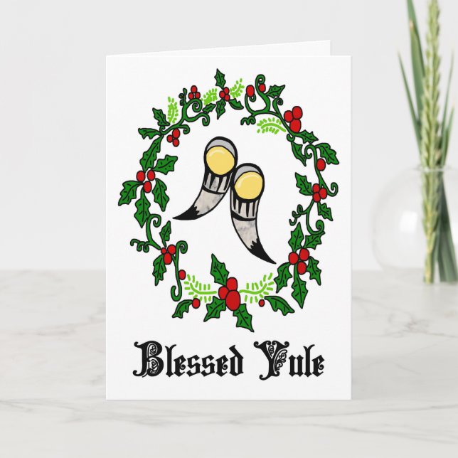 Gesegnetes Weihnachten Holly Wreath mit Drink Horn (Vorderseite)