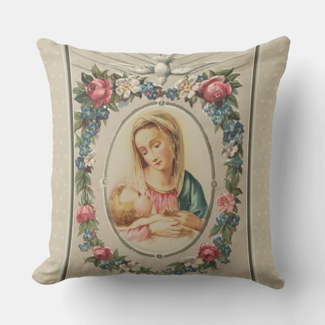 Gesegnetes Weihnachten Jungfrau-Marys Jesus Vintag Kissen (Vorderseite)
