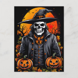 Geselliges Skelett, Spooky Halloween Postkarte