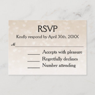 Gesenkte Herzen Light Taupe Ombre Wedding RSVP Karte