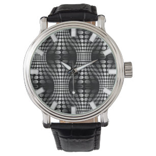 Gesenkte Waves Tapete schwarz-weiß Armbanduhr
