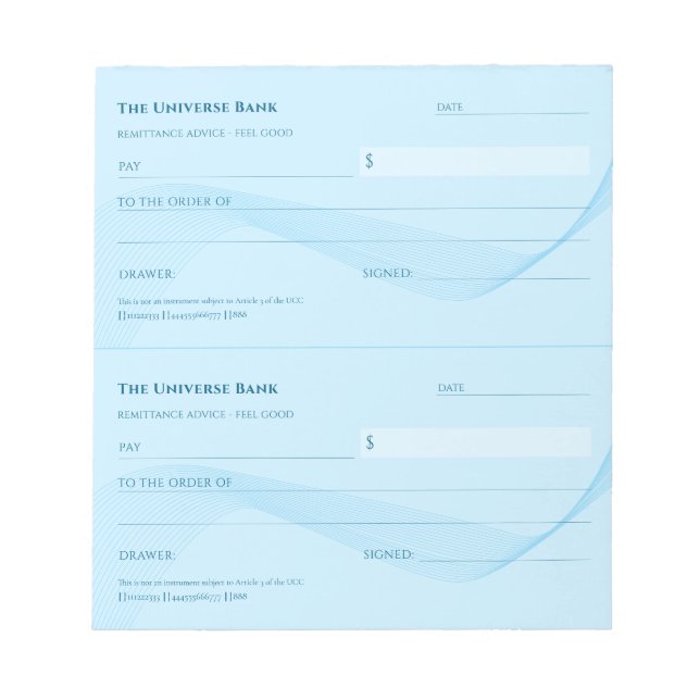 Gesetz der Attraktion Elegant Blue Blank Karos Notizblock (Vorderseite)
