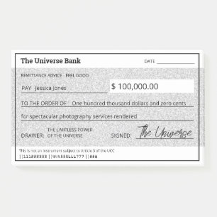 Gesetz zur Anziehung Silver Glitzer Girly Blank Ka Post-it Klebezettel