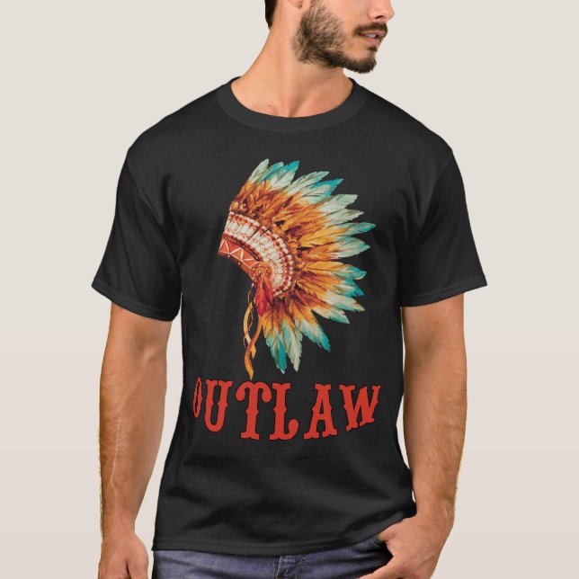 Gesetzloser, amerikanischer, lustiger indischer He T-Shirt (Vorderseite)