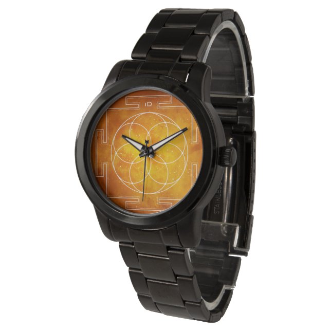 GESETZT | Geometrie - Samen von Leben yantra Armbanduhr (Schrägansicht)
