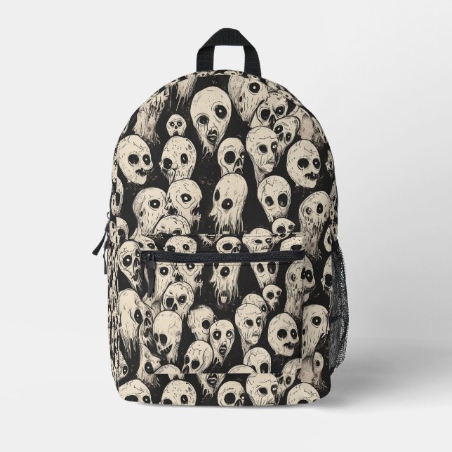 Gesichertes Ghost-Gesichtsmuster Bedruckter Rucksack (Vorderseite)
