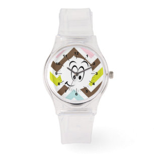 Gesicht Augen Muster Schick Chevron Streifen Fried Armbanduhr