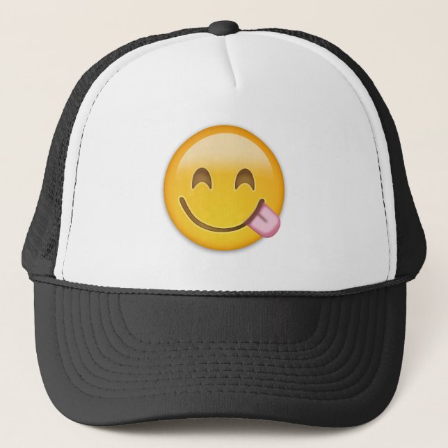 Gesicht, das köstliche Nahrung Emoji Savouring ist Truckerkappe (Vorderseite)