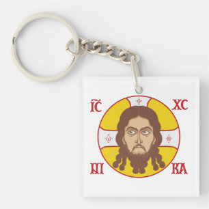 Gesicht des christlich-orthodoxen Symbols Schlüsselanhänger