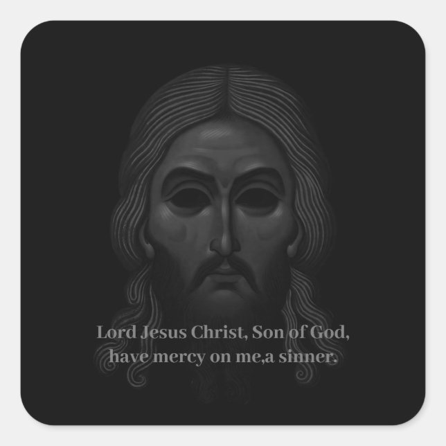 Gesicht des jesus-christlich-orthodoxen Schwarzen  Quadratischer Aufkleber (Vorderseite)