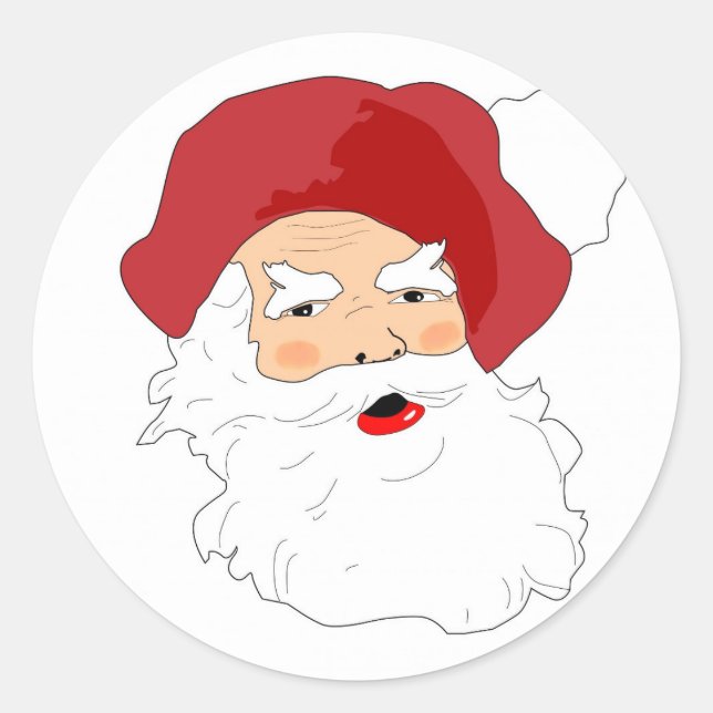 Gesicht des Weihnachtsmanns Runder Aufkleber (Vorderseite)