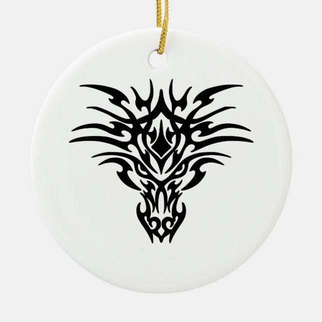 Gesicht-Dragon-Tattoo Keramikornament (Vorne)