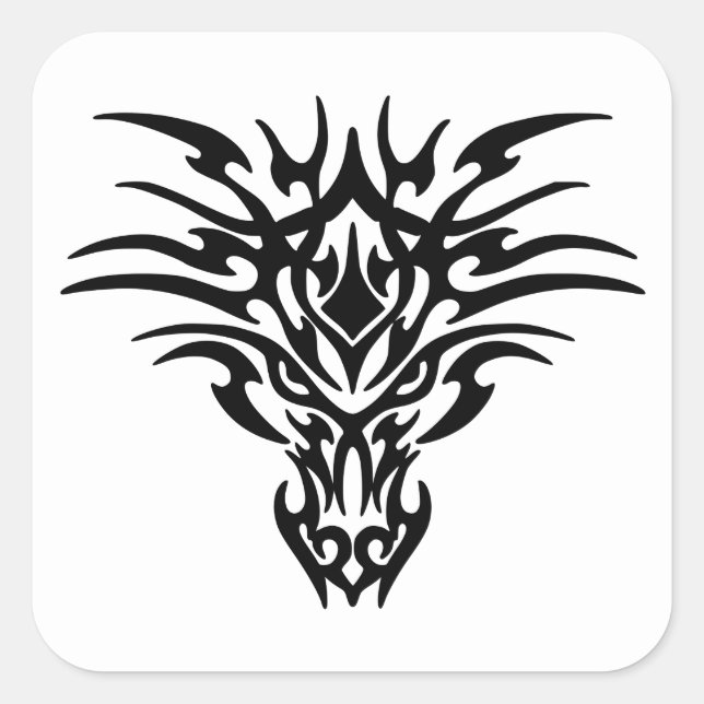 Gesicht-Dragon-Tattoo Quadratischer Aufkleber (Vorderseite)