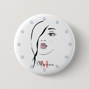 Gesicht, glamourös, gesichtsvoll, personalisiert m button
