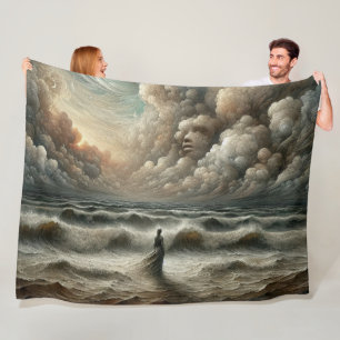 Gesicht in den Wolken - Landschaft des Surrealen O Fleecedecke