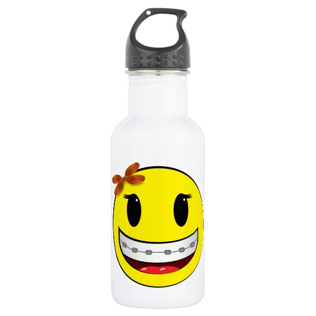 Gesicht mit Klammern - Mädchen Trinkflasche (Vorderseite)