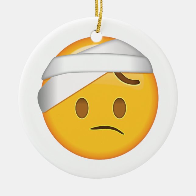 Gesicht mit Kopfband - Emoji Keramik Ornament (Vorne)
