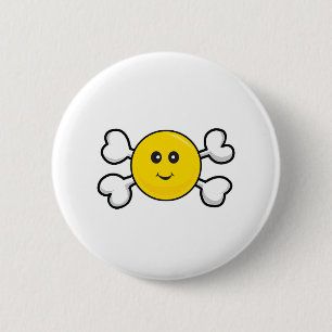 Gesicht Totenkopf und Piratenknochen Button
