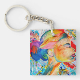 GESICHT VIELER FARBEN Abstrakter Acrylstoff-Schlüs Schlüsselanhänger