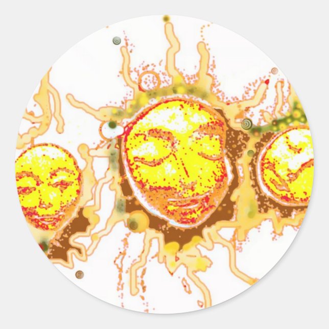 Gesichter der Sonne Runder Aufkleber (Vorderseite)