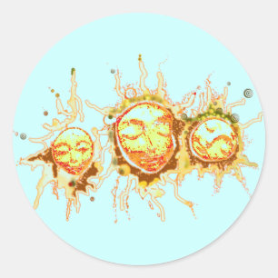 Gesichter des Sun Runder Aufkleber