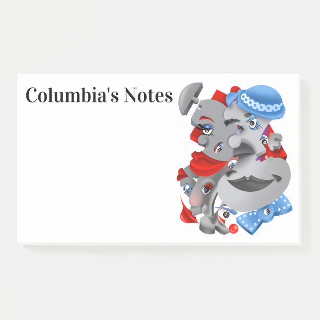 Gesichter des surrealen Puzzles nach den Hinweisen Post-it Klebezettel (Vorderseite)