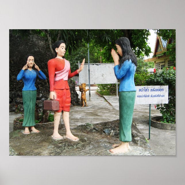 Gesichter hinter dem Rücken ziehen Poster (Vorne)