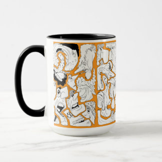 Gesichter Linienkunst Orange Tasse