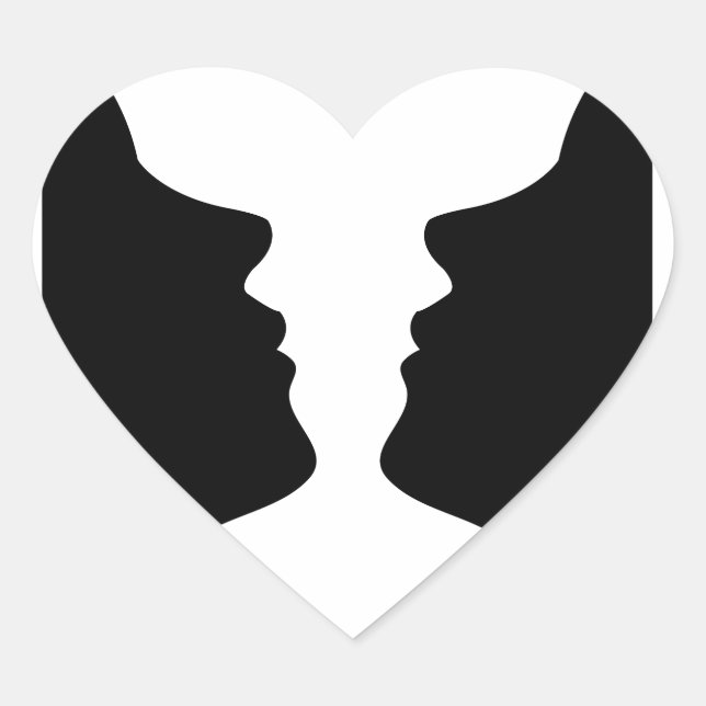 Gesichter oder Vase- Illusion von zwei Gesichtern  Herz-Aufkleber (Vorderseite)