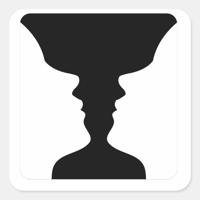 Gesichter oder Vase- Illusion von zwei Gesichtern  Quadratischer Aufkleber (Vorderseite)