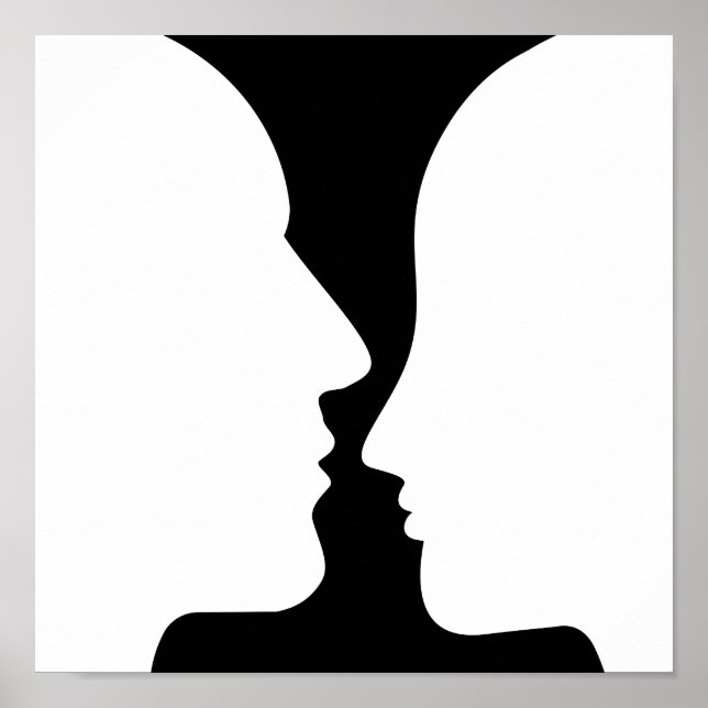 Gesichter oder Vase? Optisches Illusionspopster Poster (Vorne)