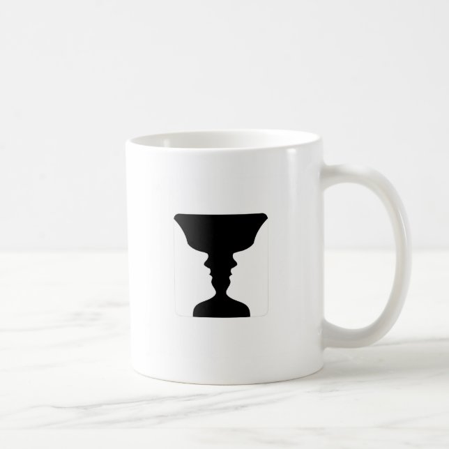 Gesichter oder Vasenillusion von zwei Gesichtern Kaffeetasse (Rechts)