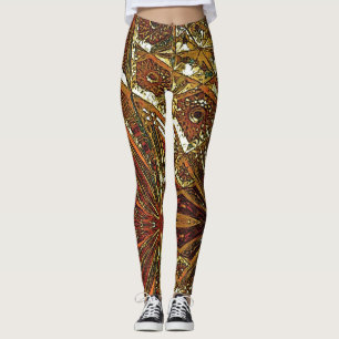 Gesichts-Punchbox in Rost, Gelb und Weiß Leggings