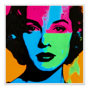 Gesichtsausdruck einer Frau in Farben. Poster
