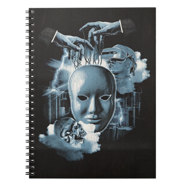 Gesichtslos - Design von Techno-Goth Streetwear Notizblock (Vorderseite)