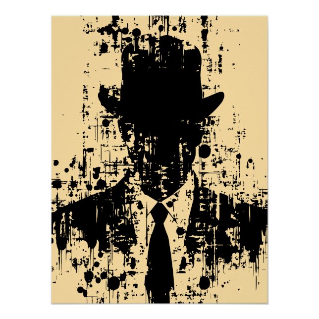 Gesichtsloser Gentleman: Abstrakte Eleganz Poster (Vorderseite)