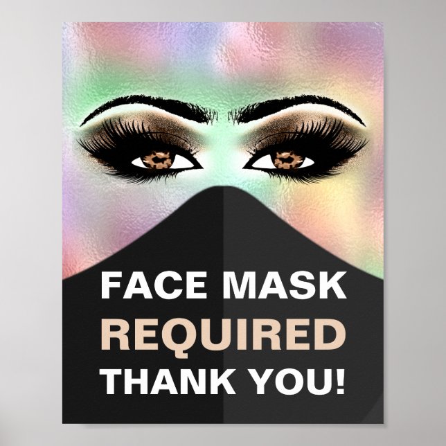 Gesichtsmaske erforderlich Cosmetologe Covid Holog Poster (Vorne)