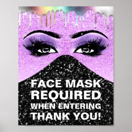 Gesichtsmaske erforderlich Covid Lash Tropfen Holo Poster