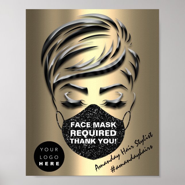 Gesichtsmaske für das gewünschte Logo im Haarstil Poster (Vorne)