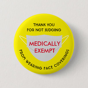 Gesichtsmaske gelb medizinisch ausgenommen button