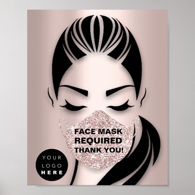 Gesichtsmaske mit erforderlichem Covid GlitterRose Poster (Vorne)