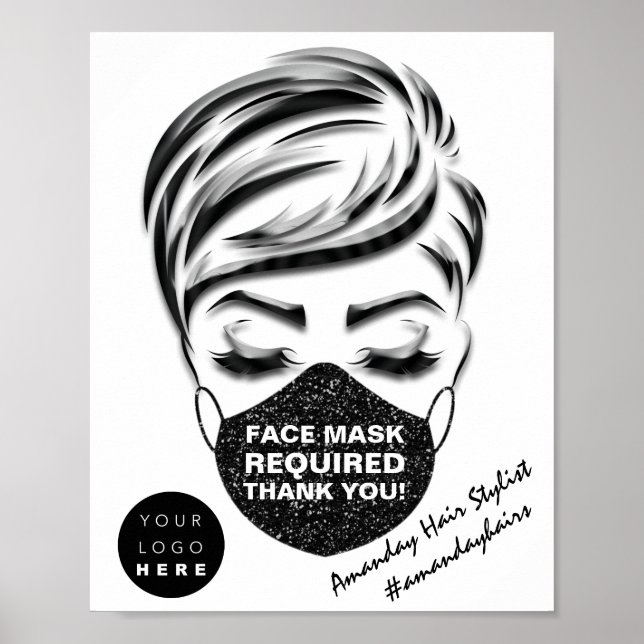 Gesichtsmaske mit erforderlichem Covid-Lash-Logo Poster (Vorne)