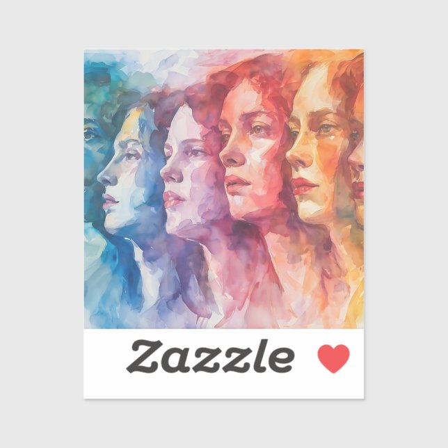 Gesichtspflege von Frauen - Aquarellmalerei Aufkleber (Blatt)