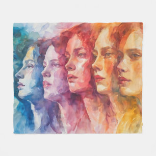 Gesichtspflege von Frauen - Aquarellmalerei Fleecedecke